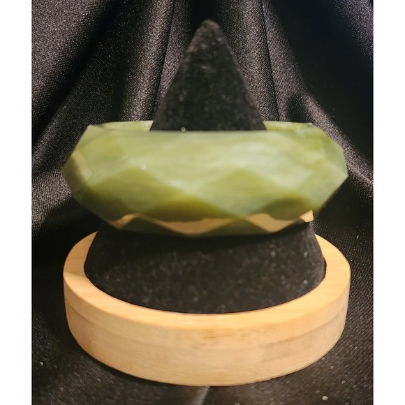 Unbranded Jewelry - VTG Marbled Olive Green Faceted Chunky Bangle Bracelet 1in Wide Size 6 3/4"